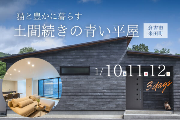 猫と豊かに暮らす『 土間続きの青い平屋 』in 倉吉市米田町