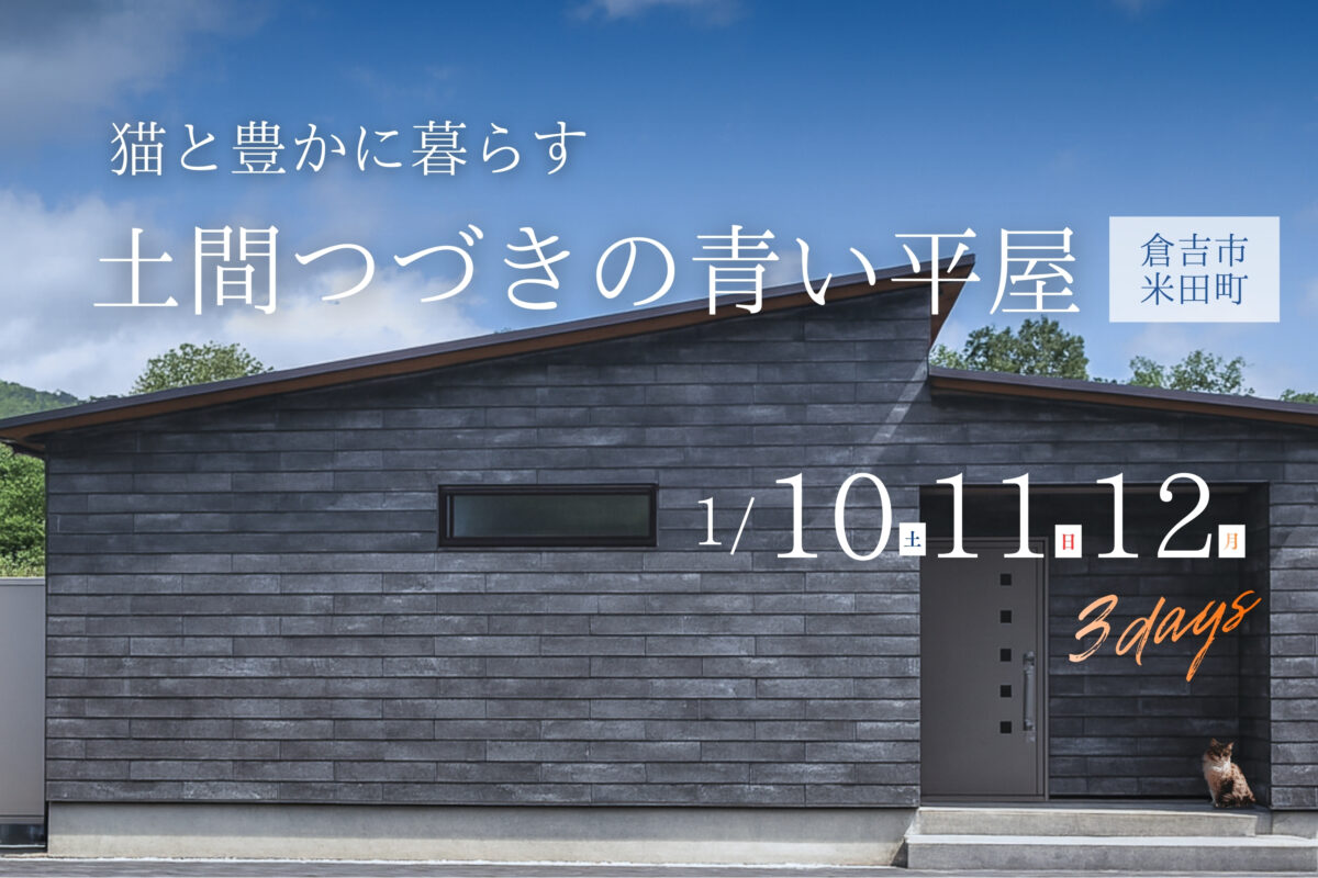 猫と豊かに暮らす『 土間続きの青い平屋 』in 倉吉市米田町