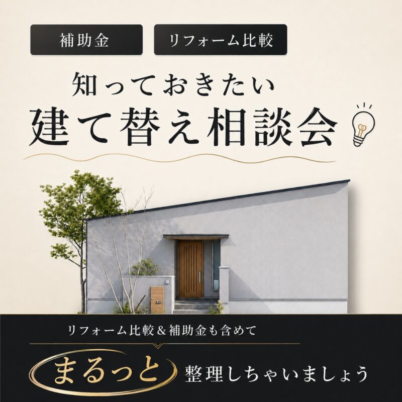 『 建て替え 』vs『 リフォーム 』どっちがお得？無料相談会