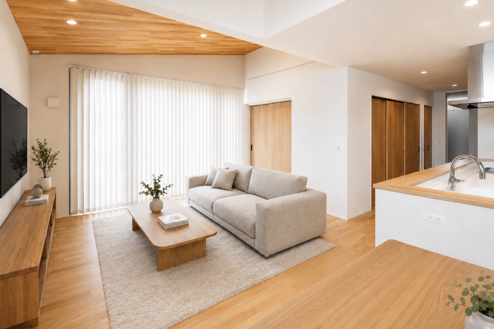 深緑色の外観。ゆとりを作るロフト付きの半平屋